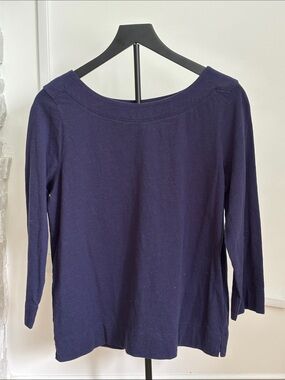 Hobbs Navy Boatneck Long Sleeve Top